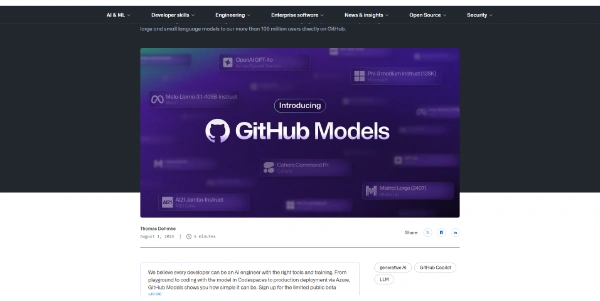 GitHub Models A set of LLM models