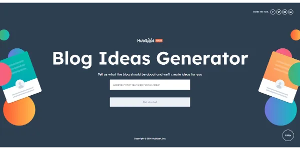 Blog Ideas Generator Instantly generate relevant, SEO-optimized blog