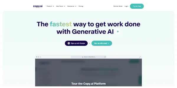 Copy.ai Editorial content generator for SEO,