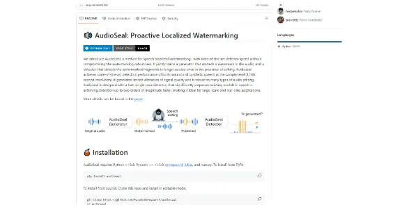 AudioSeal by Meta AI A tool that adds a