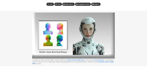 Unique3D Generate high-quality 3D meshes from